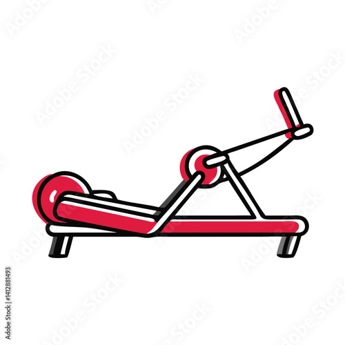 Fitness rowing machine in red and black design  