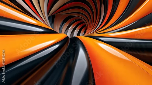 Wallpaper Mural Abstract Swirling Tunnel of Orange and Black Torontodigital.ca