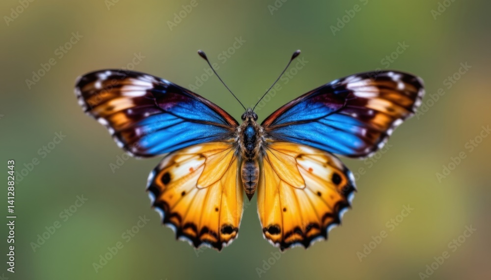 a close up of a colorful single butterfly, delicate wings, facing the camera, full view visible, centered composition, shallow depth of field, bokeh background, high detail, soft lighting a close up of a colorful single butterfly, delicate wings, facing the camera, full view visible, centered composition, shallow depth of field, bokeh background, high detail, soft lighting
