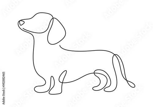 Dachshund dog continuous one line vector drawing. Single line art dachshund dog. Graphic illustration