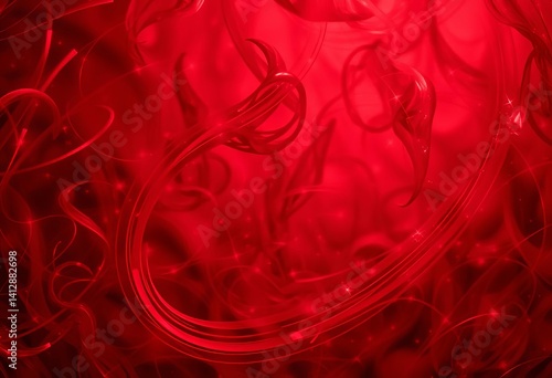Abstract swirling crimson texture, reminiscent of festive holiday décor, winter wonderland, season
