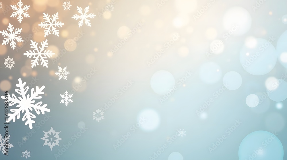 Winter backdrop with snowflakes and bokeh lights. Soft, festive design for holiday greetings, backgrounds, and seasonal promotions. Winter backdrop with snowflakes and bokeh lights. Soft, festive design for holiday greetings, backgrounds, and seasonal promotions.