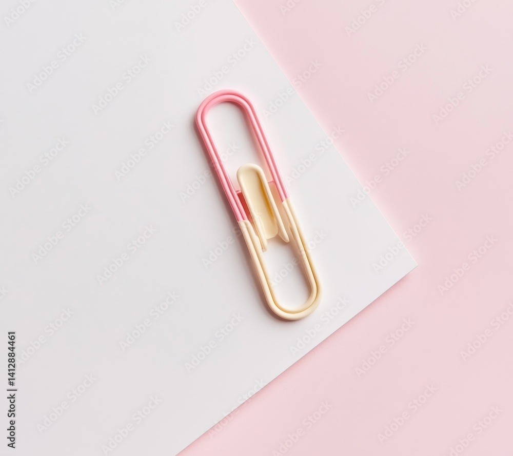 Pastel colored paperclip on two-toned background Pastel colored paperclip on two-toned background