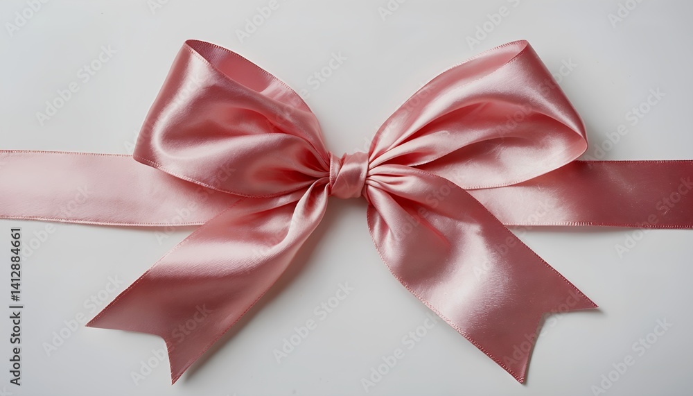 a close-up shot of a pale pink satin ribbon tied into a classic bow against a neutral background. a close-up shot of a pale pink satin ribbon tied into a classic bow against a neutral background.