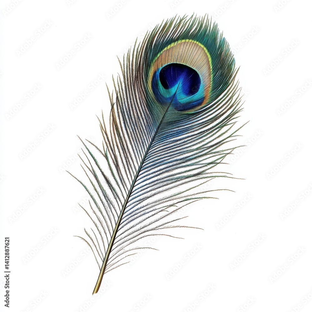 Fototapeta premium Peacock feather in vibrant colors