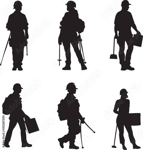 working people silhouttees vector on white background