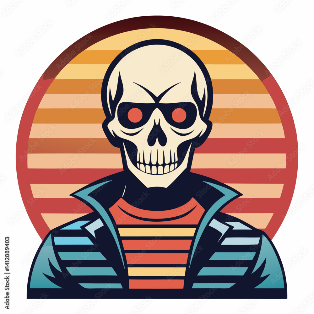 Skull Silhouette Retro T-Shirt Art SVG Skull Silhouette Retro T-Shirt Art SVG
