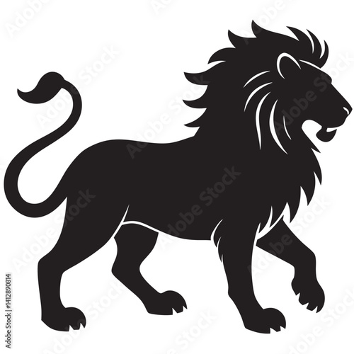 Lion Silhouette Retro Vintage Vector Art 
