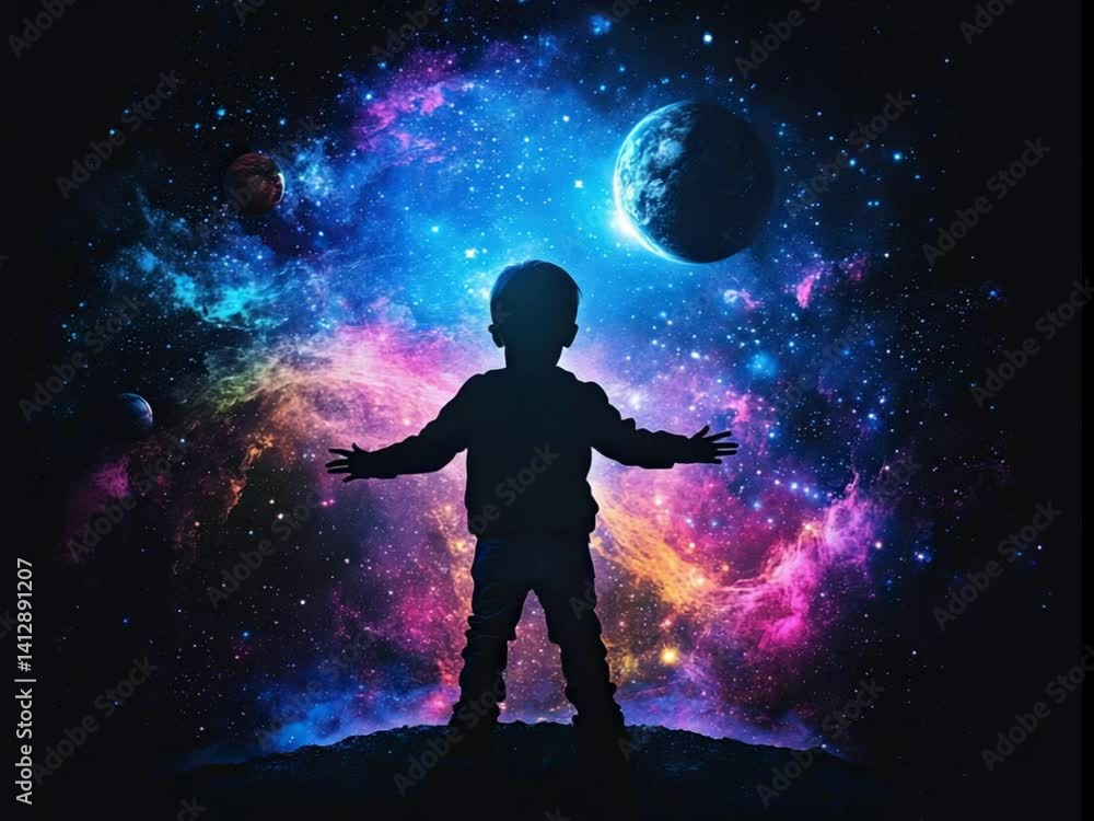 universe imagination youth, cosmic wonder explorer, child cosmic dreamscape, child cosmic dream galaxy, child cosmic dream stars, cosmic child, space silhouette, galaxy wonder universe imagination youth, cosmic wonder explorer, child cosmic dreamscape, child cosmic dream galaxy, child cosmic dream stars, cosmic child, space silhouette, galaxy wonder