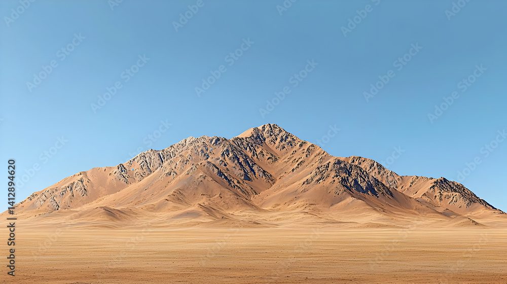 Vast Desert Mountain Range Under Clear Blue Sky