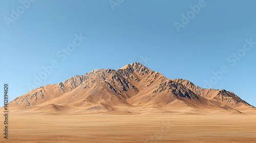 Obraz na płótnie Vast Desert Mountain Range Under Clear Blue Sky w salonie