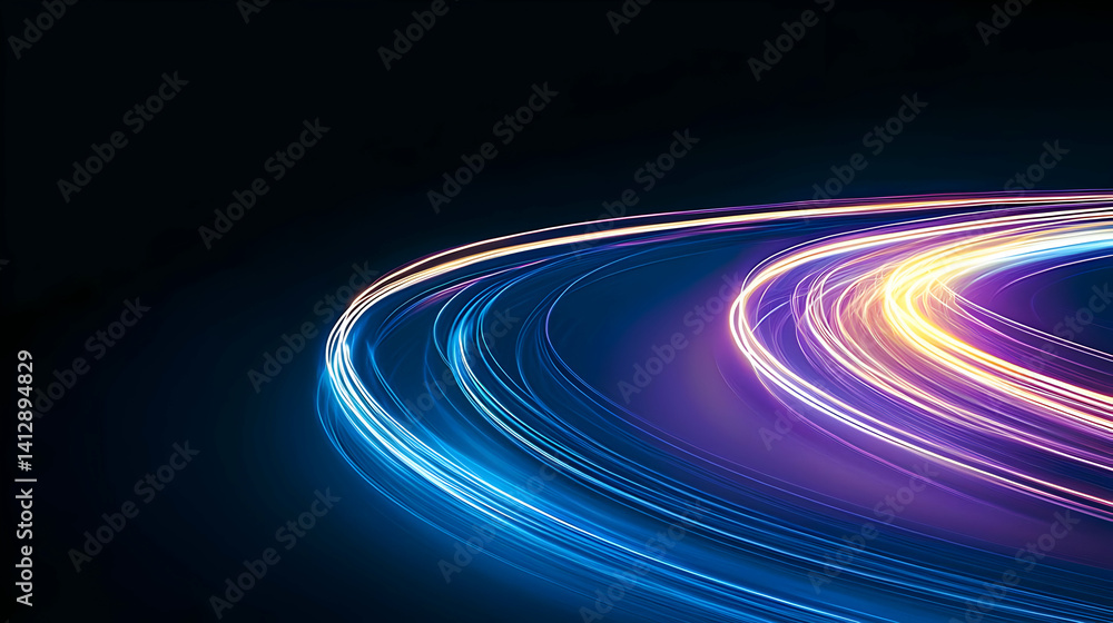 Abstract Light Trails With Colorful Circular Motion