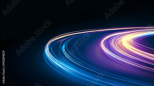 Obraz na płótnie Abstract Light Trails With Colorful Circular Motion w salonie