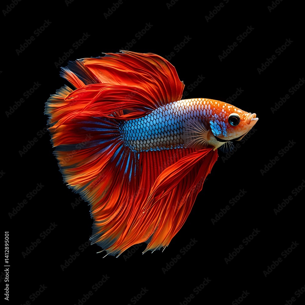 Fototapeta premium Stunning close up of colorful Siamese fighting fish in motion