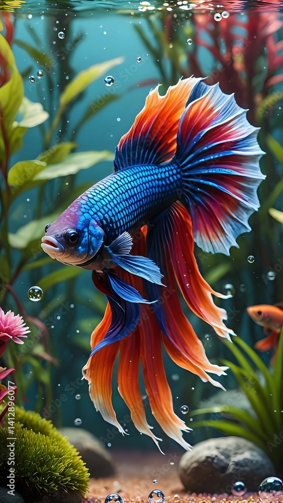 ornamental betta fish with long, fringed feathers ornamental betta fish with long, fringed feathers