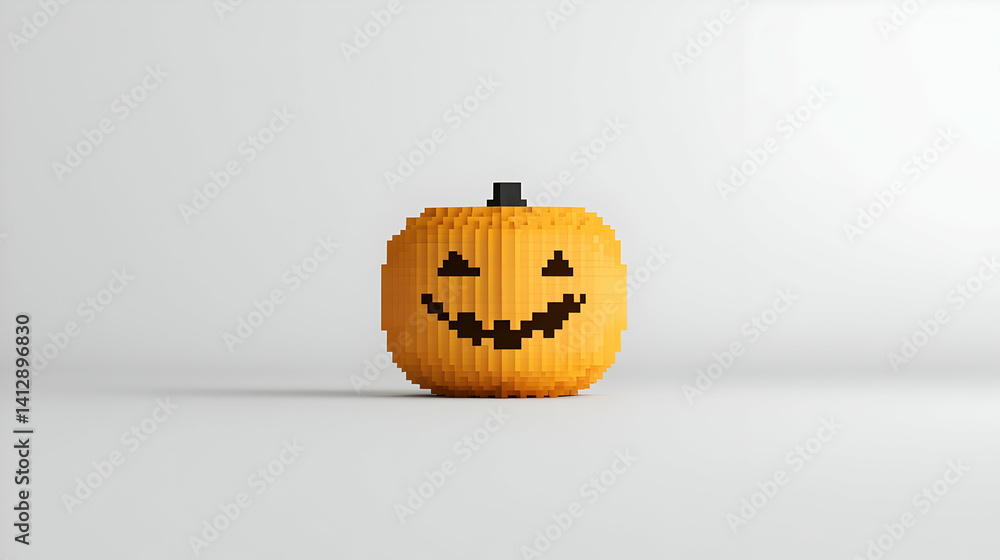 3D Pixel Art Halloween Pumpkin