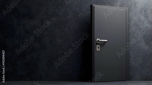 Obraz na płótnie Modern Dark Gray Door On Dark Concrete Wall w salonie