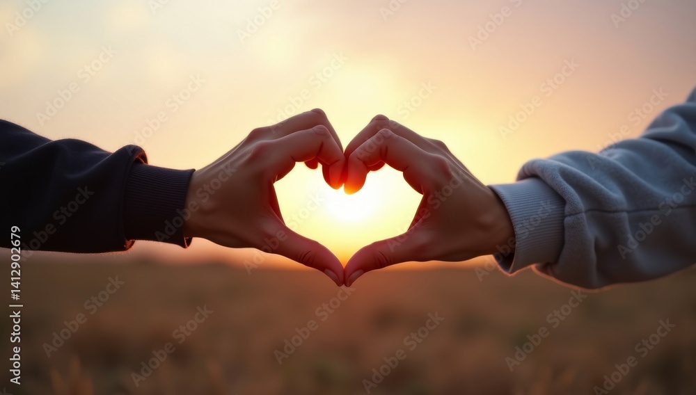 Close-up of couple hands making heart shape Close-up of couple hands making heart shape