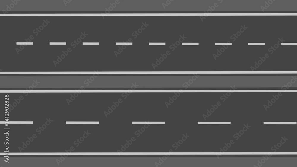 Moving Road Aerial Top View Animation on asphalt Moving Road Aerial Top View Animation on asphalt