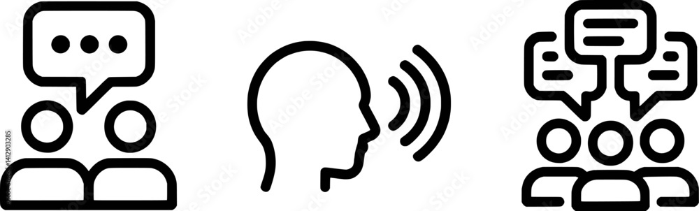 Fototapeta premium Communication Icons Set Group Chat Listening And Effective Speaking Engagement