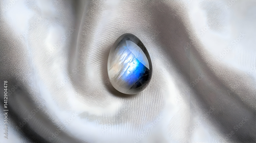 Blue Gemstone On Textured Fabric