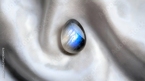 Obraz na płótnie Blue Gemstone On Textured Fabric w salonie
