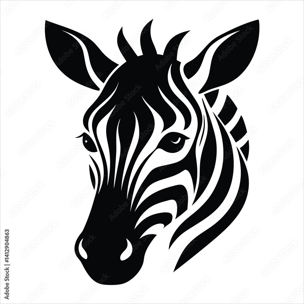 Zebra Head Logo Vector Minimalist Animal Design. Zebra Head Logo Vector Minimalist Animal Design.