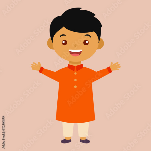  an Indian boy wearing a traditional kurta pajama 
