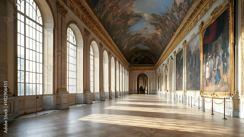 Obraz na płótnie Grand Palace Hall With Sunlight And Paintings w salonie