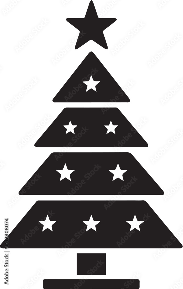 Fototapeta premium Christmas tree vector art illustration