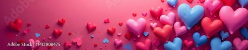 Assorted multicolored hearts forming a beautiful background for Valentine's Day, Valentine's Day, festive