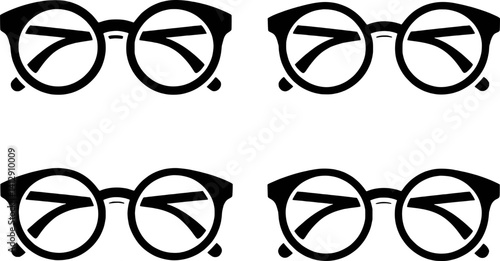 Black Round Glasses Vector Icon Eye Care Optical Minimalist Style