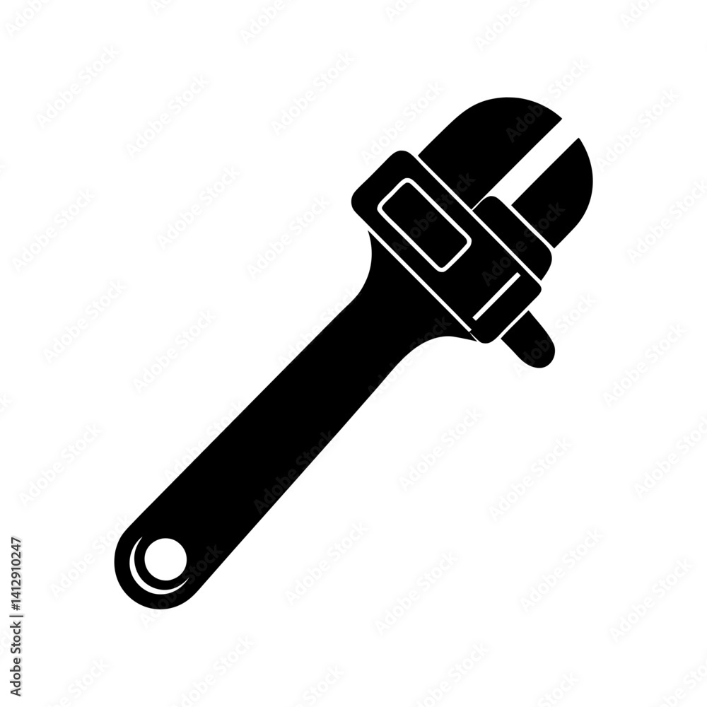 Pipe wrench silhouette illustration Pipe wrench silhouette illustration
