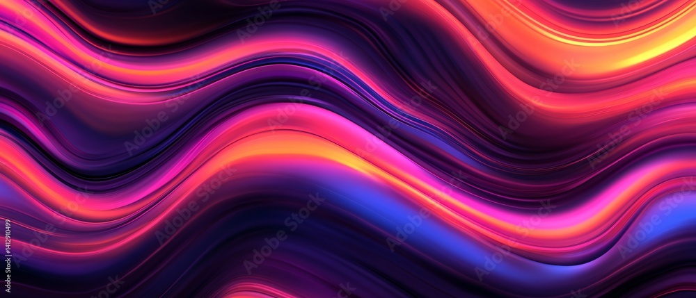 Obraz premium Abstract flowing wave pattern with pink purple and orange colors.