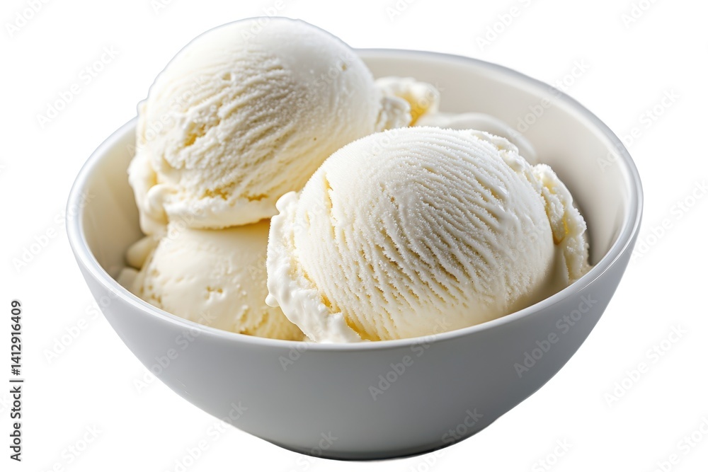 Bowl of vanilla ice cream scoops on white background Bowl of vanilla ice cream scoops on white background