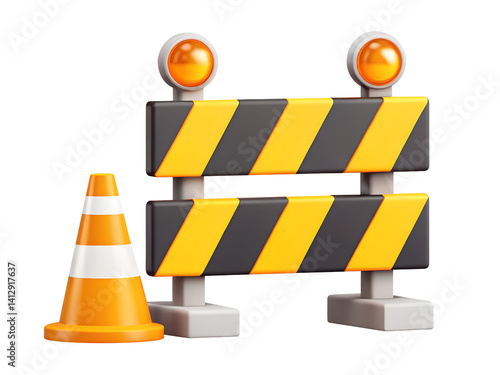 3d under construction barrier