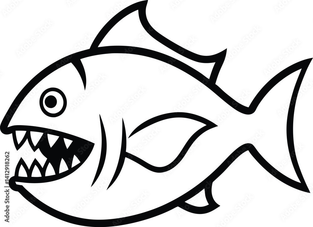 Obraz premium Piranha with sharp teeth silhouette