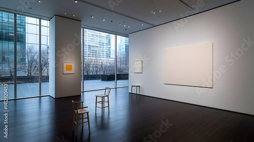 Modern Gallery Interior With Empty Exhibition Space