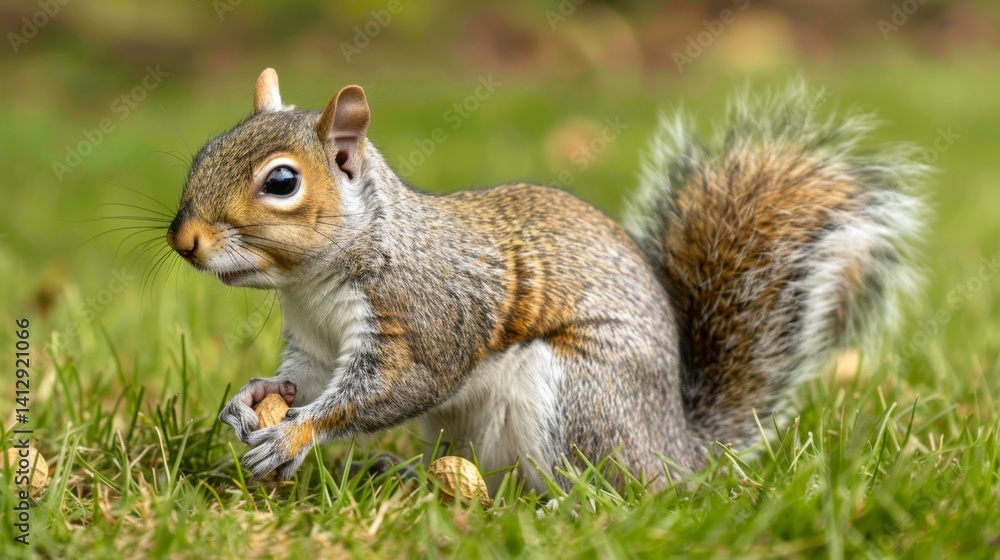 A eastern gray squirrel sneaks peanuts from a bird feeder in a Northumberland garden. A eastern gray squirrel sneaks peanuts from a bird feeder in a Northumberland garden.