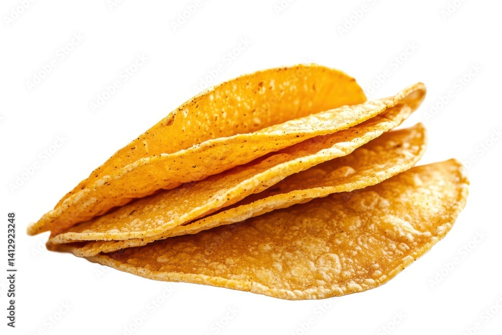 Stack of crispy taco shells isolated on white background Stack of crispy taco shells isolated on white background