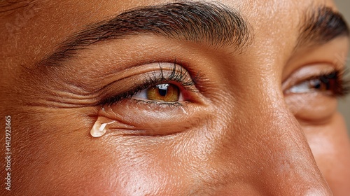 Close up sad human face expression