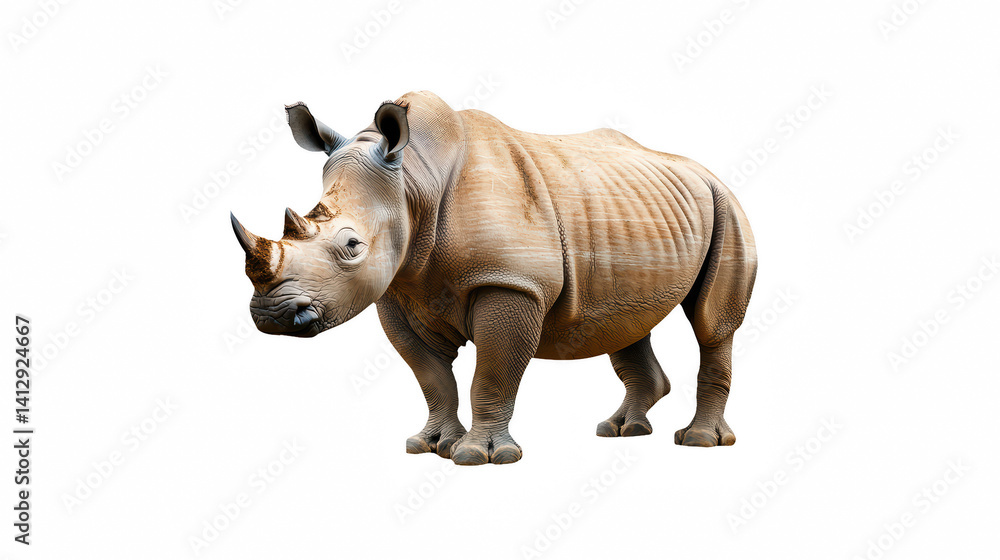 Fototapeta premium a rhinoceros on a transparent background, PNG image, PNG file, Generative art.