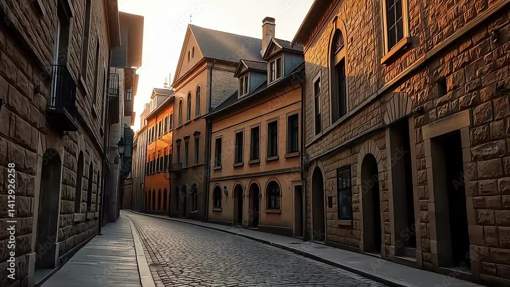 Historic Cobblestone Street: Atmospheric Urban Evolution Through Centuries Historic Cobblestone Street: Atmospheric Urban Evolution Through Centuries