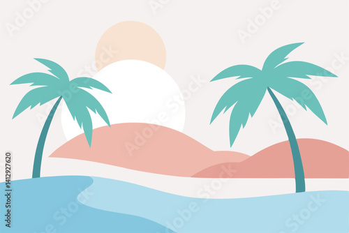 tropical island with palm trees