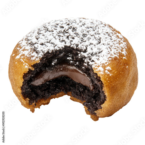 Single deep-fried Oreo with golden batter, crispy and indulgent dessert, Isolated Transparent Background