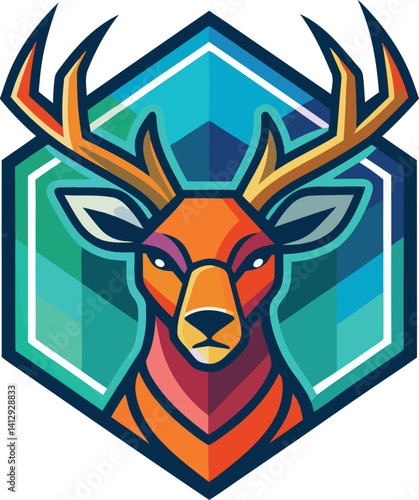 Bold Deer Head Trophy Symbol – Vector Icon in Color for Outdoor Lifestyle and Hunting Clubs