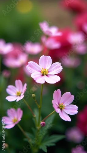 Close-up of delicate gypsophila flowers blooming in a garden, garden, nature