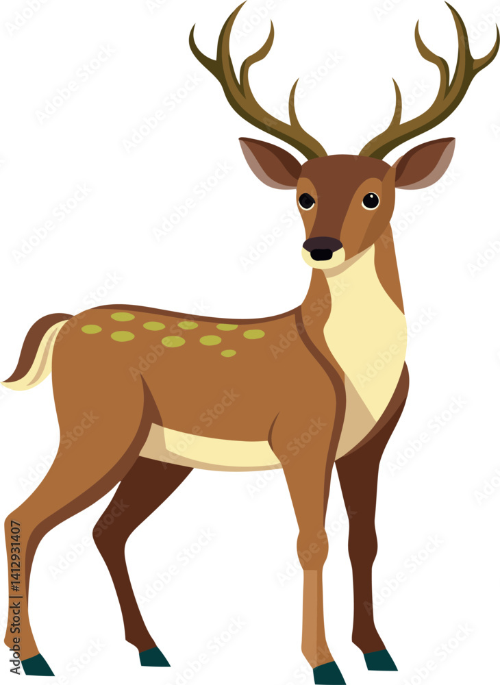 Obraz premium Wildlife Vector of White-Tailed Deer – Perfect for Prints, Decor, and Educational Use