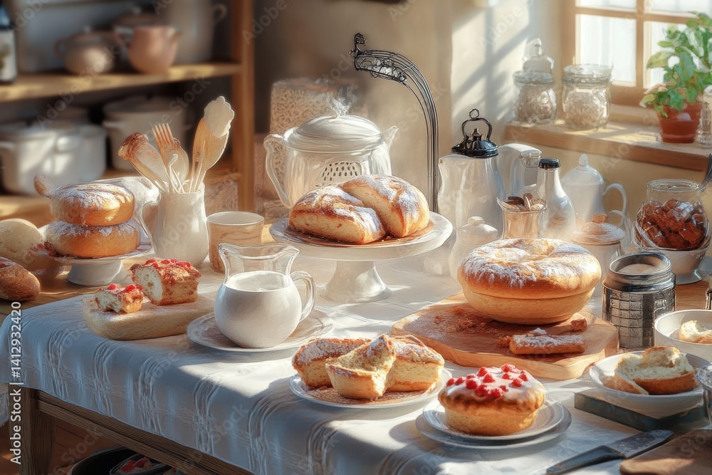 custom made wallpaper toronto digitalDelicious homemade pastries and treats on a sunlit kitchen table