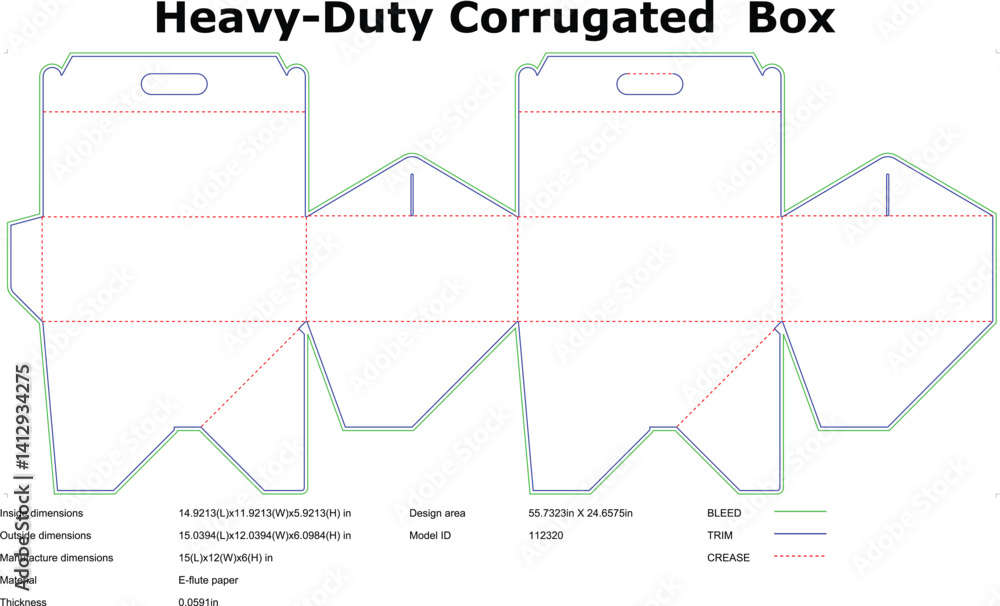 HeavyDuty Corrugated Box DieCut Template Design Packaging Diagram HeavyDuty Corrugated Box DieCut Template Design Packaging Diagram
